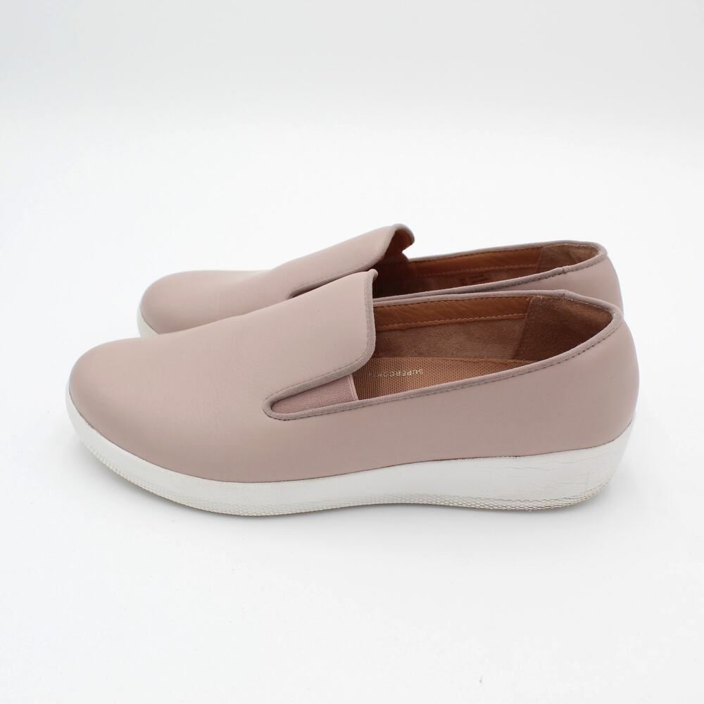 FitFlop Superskate Loafer Womens 8 Taupe Leather Comfort Slip On Shoe Summer - Picture 2 of 9